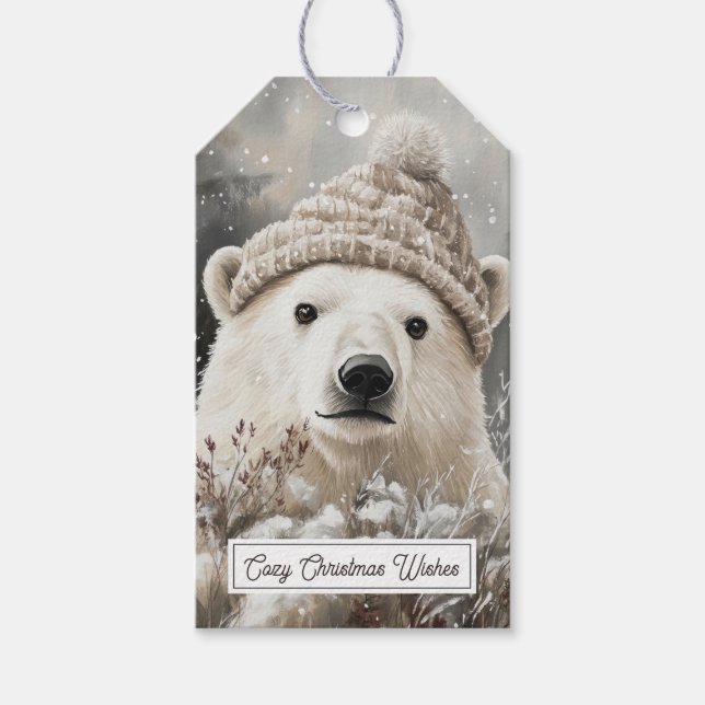 Winter Polar Bear Christmas Gift Tags (Front)