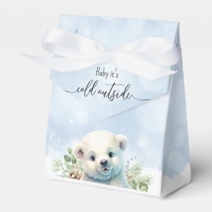 Winter Polar Bear Cold Outside Blue Baby Shower Favour Box
