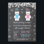 Winter Polar Bear Gender Reveal Invitation<br><div class="desc">Winter Polar Bear Gender Reveal Invitation. White Snowflake. He or She. Boy or Girl. Pink and Blue. Christmas Holiday Gingerbread Man. Chalkboard Background. Black and White. For further customisation,  please click the "Customise it" button and use our design tool to modify this template.</div>