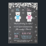 Winter Polar Bear Gender Reveal Invitation<br><div class="desc">Winter Polar Bear Gender Reveal Invitation. White Snowflake. He or She. Boy or Girl. Pink and Blue. Christmas Holiday Gingerbread Man. Chalkboard Background. Black and White. For further customisation,  please click the "Customise it" button and use our design tool to modify this template.</div>
