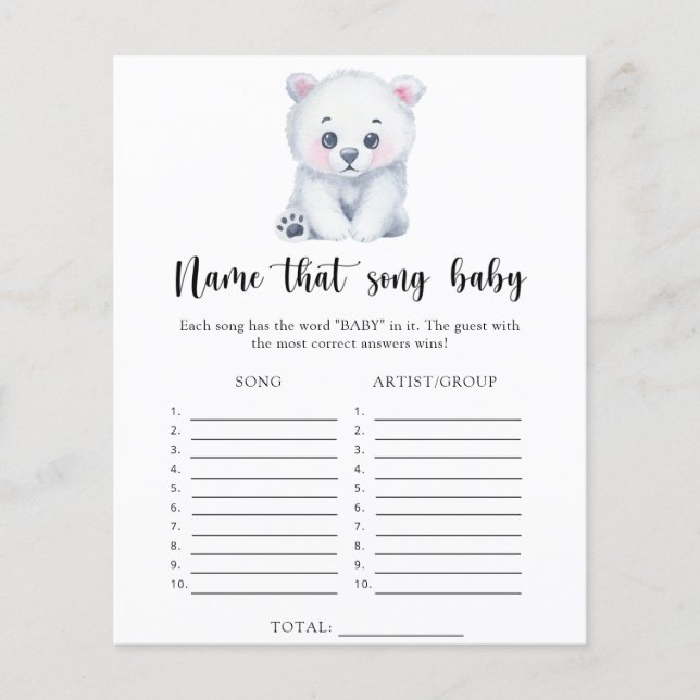 Winter polar bear - Name that Baby Song (Front)