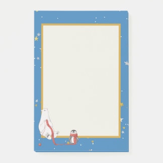Winter Polar Bear Penguin Star Background Post-it Notes