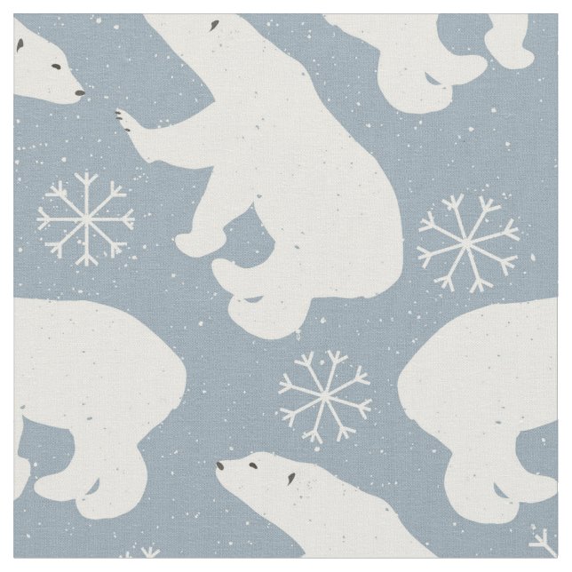 Winter Polar Bear seamless pattern + your ideas Fabric (Close Up)