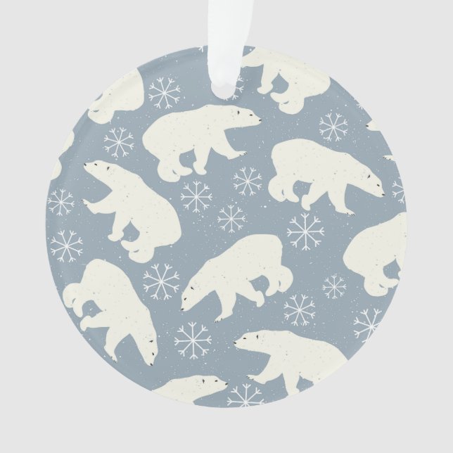 Winter Polar Bear seamless pattern + your ideas Ornament (Front)
