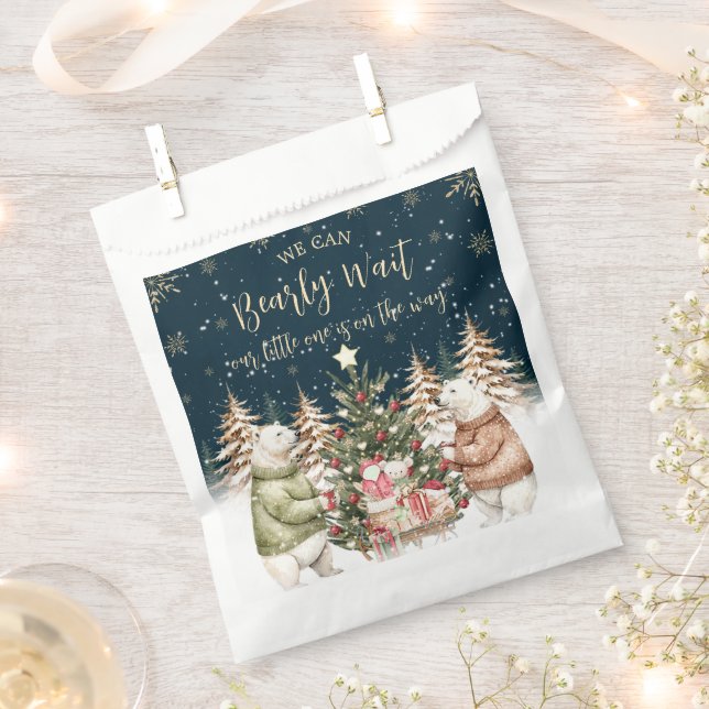 Winter Polar Bear Snowflake Baby Shower Favour Bags (Clipped)