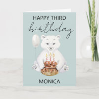 Winter Polar Bear Third 3rd Three Birthday