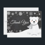 Winter Polar Bear Winter Snowflake Thank You Card<br><div class="desc">Winter Polar Bear Winter Snowflake Thank You Card. Polar Bear. Chalkboard Background. Black and White. Snowflake. Love and Thanks, beautiful script font. Add your message on back or leave blank and hand write. For further customisation, please click the "Customise it" button and use our design tool to modify this template....</div>
