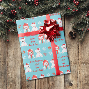 Winter Polar Bears Kids Christmas Wrapping Paper