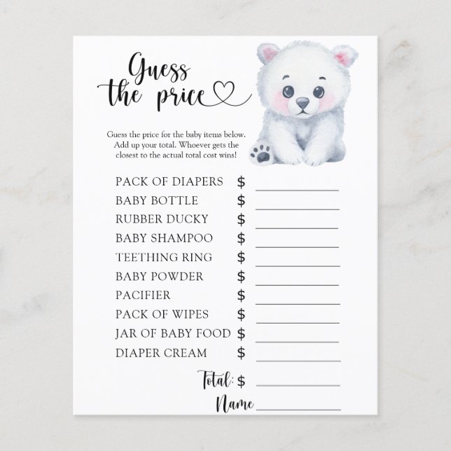 Winter polar teddy bear - Guess the price! Game (Front)