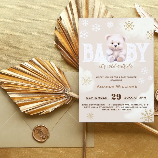 Winter Polar White Bear Baby Shower Invitation (Creator Uploaded)