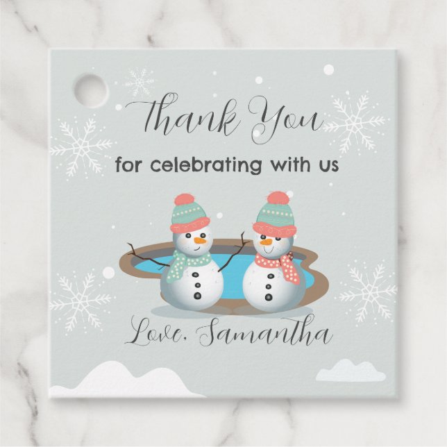Winter Pool Birthday Party Favour Tags (Front)