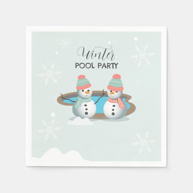 Winter Pool Birthday Party Napkin (Front)