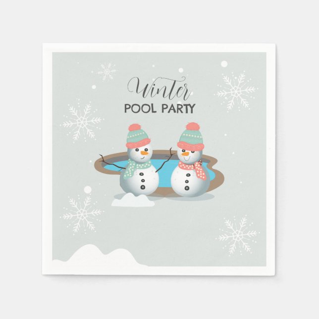 Winter Pool Birthday Party Napkin (Front)