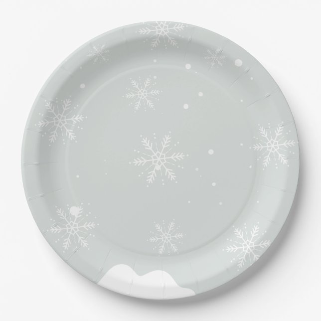 Winter Pool Birthday Party Paper Plate (Front)
