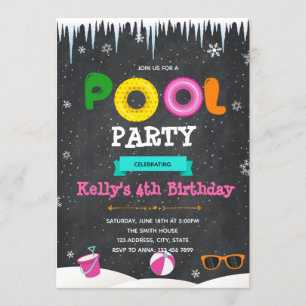 Winter pool party invitation