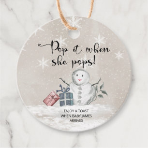 Winter Pop it when she pops baby shower Favour Tags