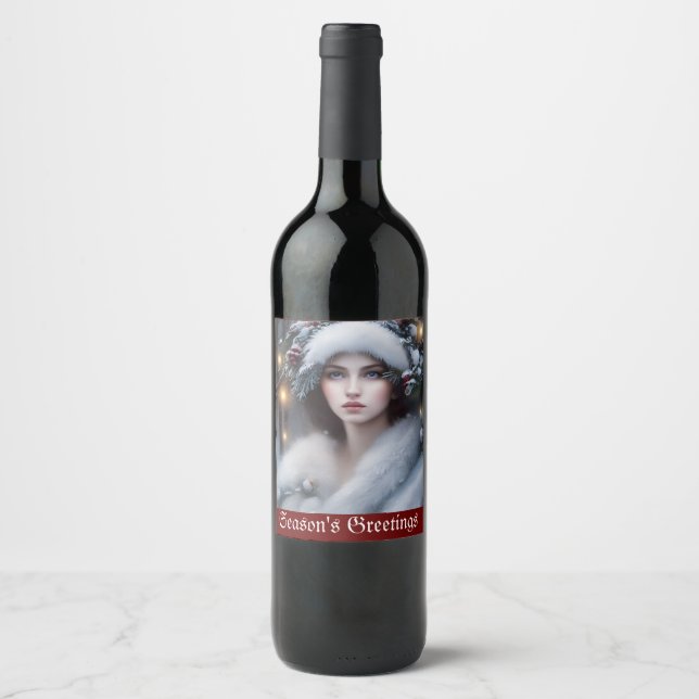 Winter Princess Custom Holiday   Wine Label (Front)