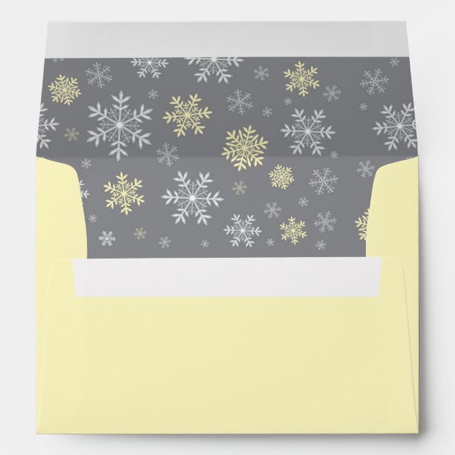 Winter Purple and Grey Snowflake Pattern Envelope (Back (Bottom))