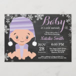 Winter Purple Baby Shower Invitation Chalkboard<br><div class="desc">Winter Purple Girl Baby Shower Invitationn. Girl Baby Shower Invitation. Winter Holiday Baby Shower Invite. Purple and White Snowflakes. Chalkboard Background. For further customisation,  please click the "Customise it" button and use our design tool to modify this template.</div>