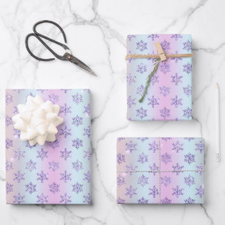 Winter Purple Snowflakes Illustration Wrapping Paper Sheet