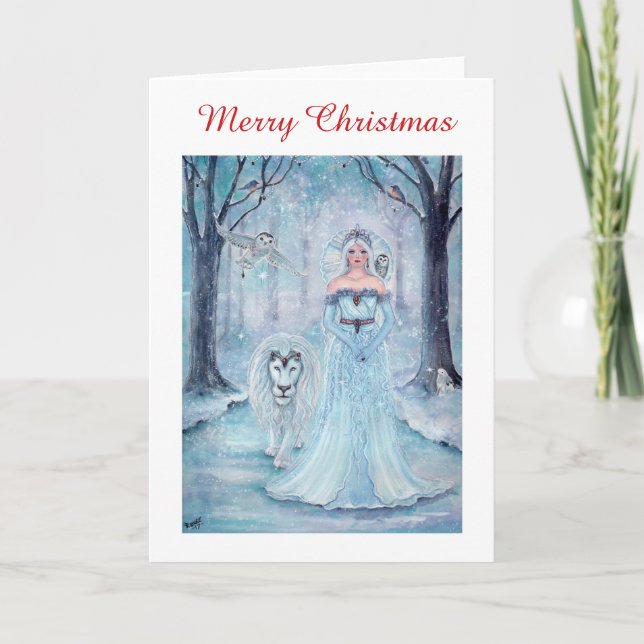 Winter queen and lion christmas cards by Renee (Front)
