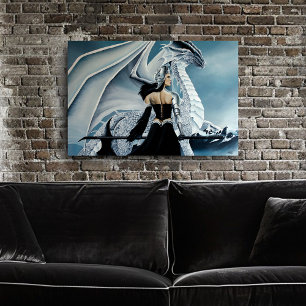 Winter Queen White Dragon Fantasy Poster