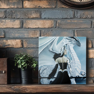 Winter Queen White dragon Fantasy Tile