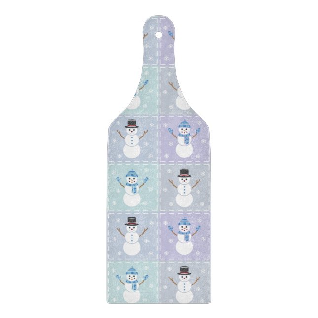 Winter Quilt Glass Cutting Board (Front)