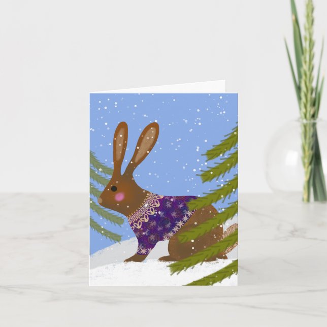 Winter Rabbit BLANK Greeting Card (Front)