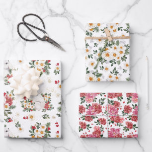 Winter Rabbit Floral   Chinese New Year  Wrapping Paper Sheet