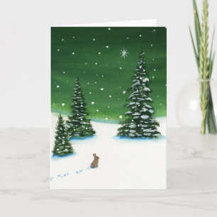 Winter Rabbit Holiday Christmas Peace by Bihrle Card