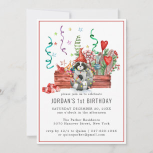 Winter Raccoons   Woodland Party Invitation