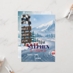 Winter Racing Adventure Birthday Invitation