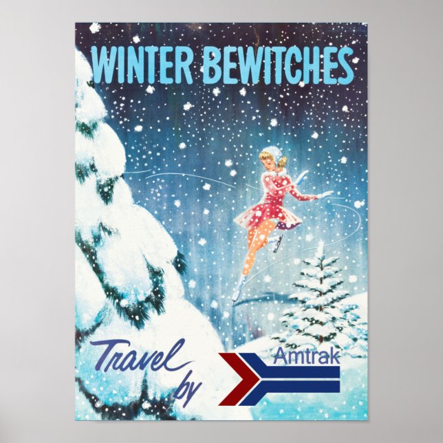 Winter Railroad Travel Poster (Front)