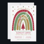 Winter Rainbow Christmas Girl Baby Shower Invitation<br><div class="desc">Adorable rainbow with a Christmas tree centre and heart accents.</div>