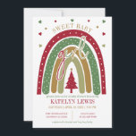 Winter Rainbow Christmas Girl Baby Shower Invitation<br><div class="desc">Adorable rainbow with a Christmas tree centre and heart accents.</div>