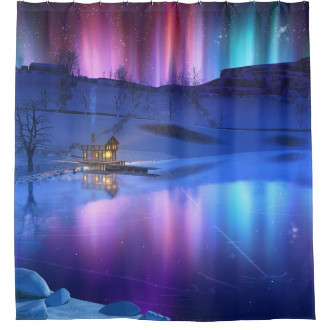 Winter Rainbow Shower Curtain (Front)