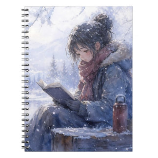 Winter Reading Girl Spiral Notebook