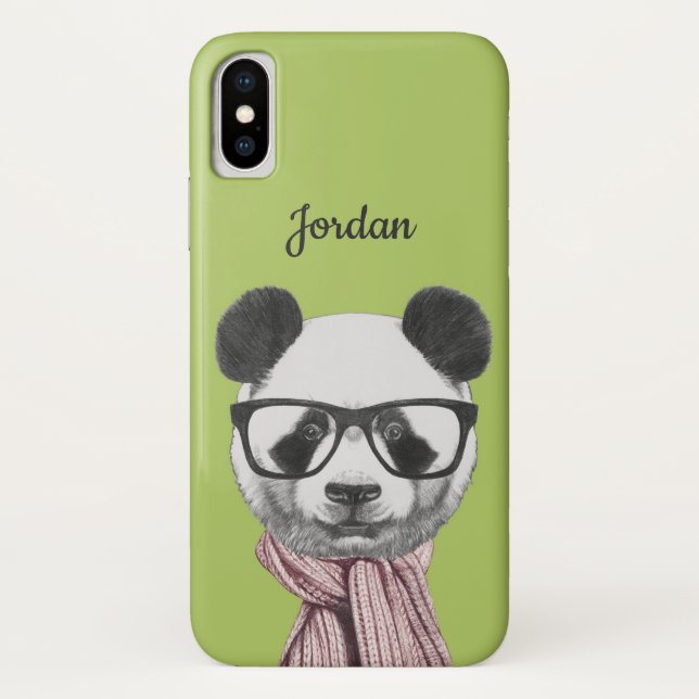 Winter Ready Panda Bear | Add Your Name Case-Mate iPhone Case (Back)