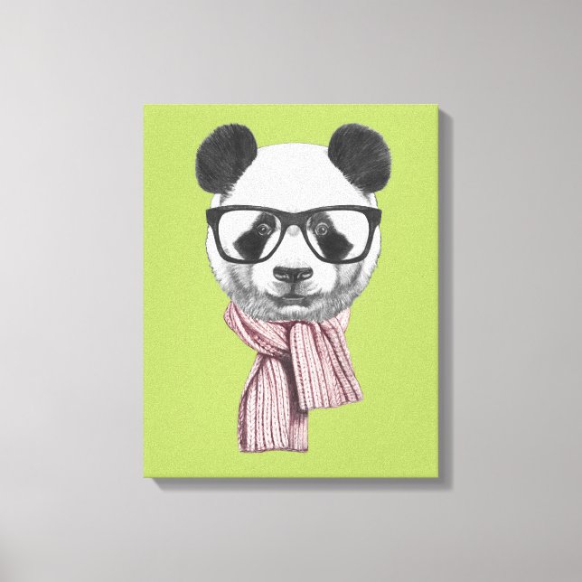 Winter Ready Panda Bear Canvas Print (Front)