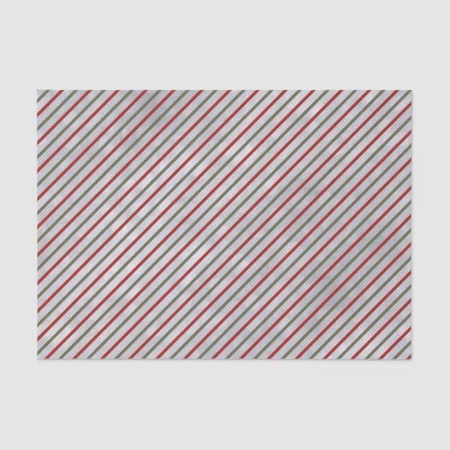 Winter Red and Green Stripe Tissue Paper (Front)