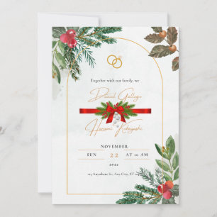 Winter Red Berries Christmas Wedding invitations. Invitation