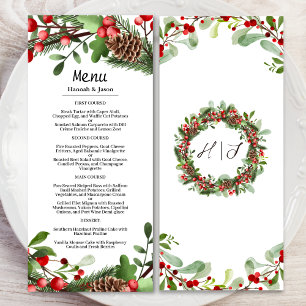 Winter Red Berries Wreath   Christmas Wedding Menu