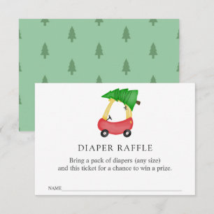 Winter Red Car Diaper Raffle insert card