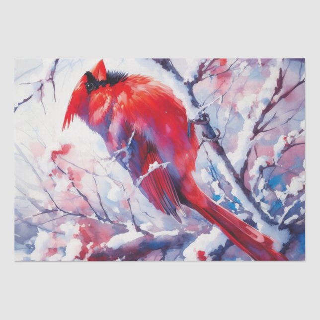 Winter Red Cardinal Bird Tissue Paper (Front)