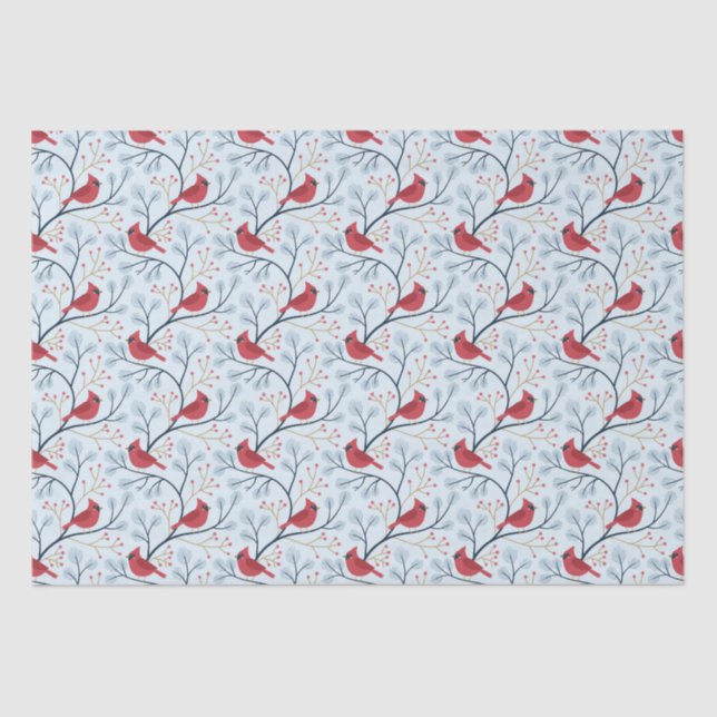 Winter Red Cardinal Bird Tissue Paper (Front)