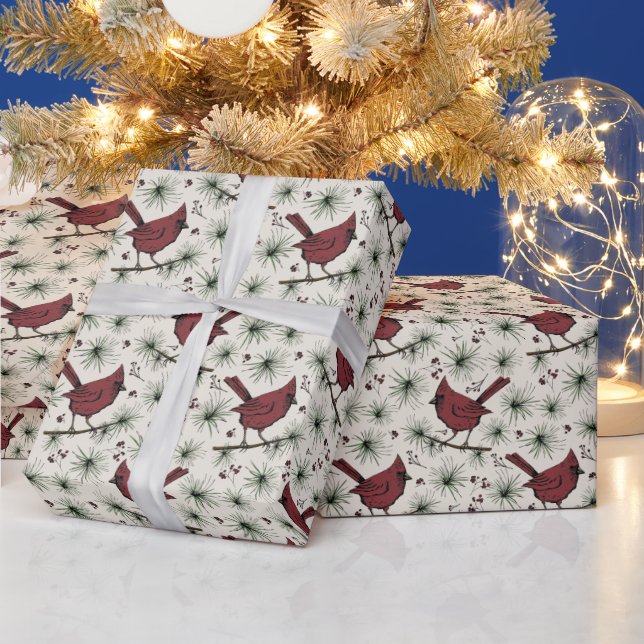 Winter Red Cardinal Pattern Wrapping Paper (Holidays)