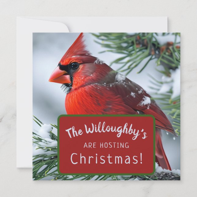 Winter Red Cardinal RIP Memorial Christmas Wedding Save The Date (Front)