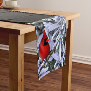 Winter Red Cardinal Short Table Runner