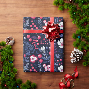 Winter Red Christmas Berry Gift Wrap